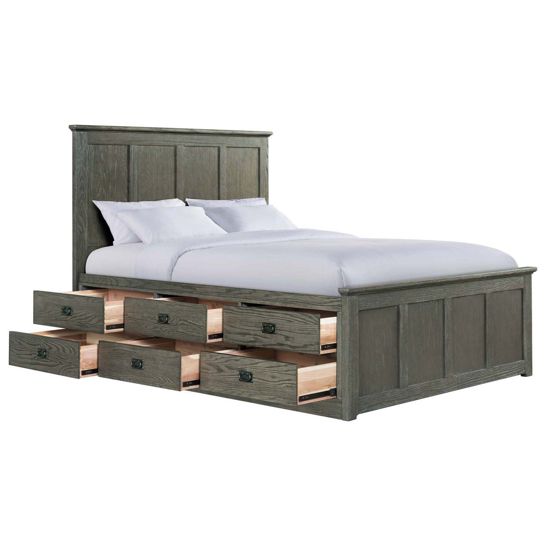 Intercon Oak Park Pewter Mission Queen Panel Bed with Twelve Underbed